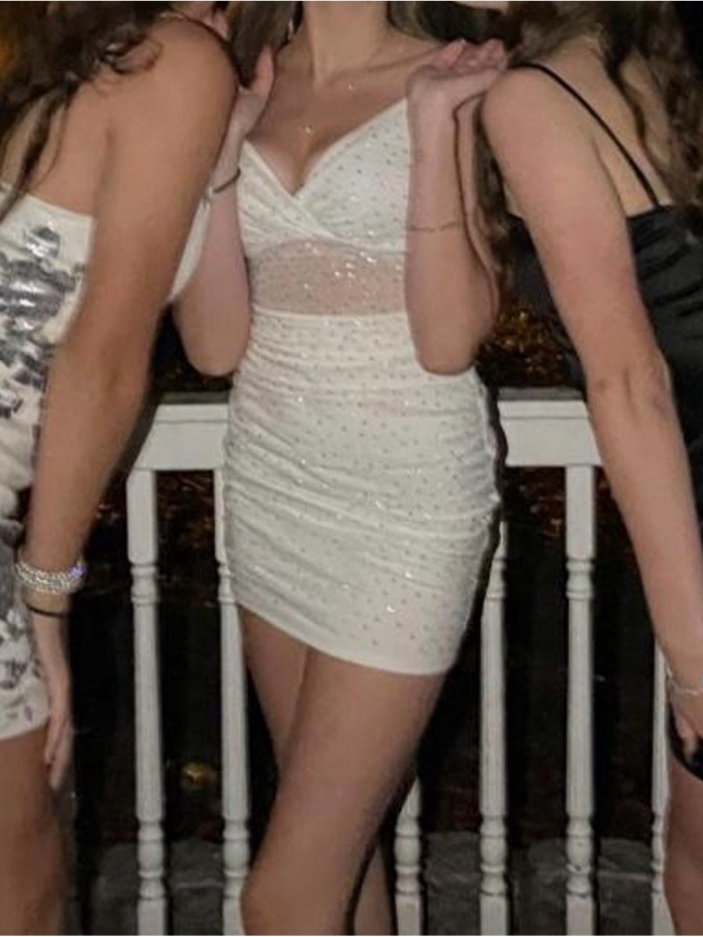 Windsor white mini dress with silver sequins